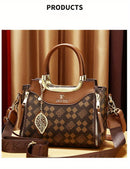 Elegant Women’s Handbag – Brown & Black with Gold Details