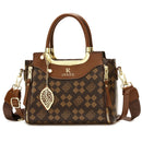 Elegant Women’s Handbag – Brown & Black with Gold Details