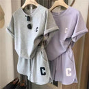 Women’s Sporty 2-Piece Tracksuit – Tee & Shorts Set
