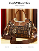 Elegant Women’s Handbag – Brown & Black with Gold Details