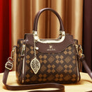 Elegant Women’s Handbag – Brown & Black with Gold Details