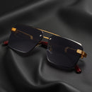 Men’s Semi-Rimless Wood Grain Glasses – Elegant & Lightweight