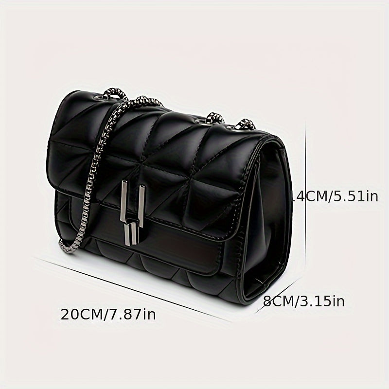 Elegant Black Chain Shoulder Bag – Faux Leather Luxury Style