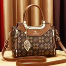 Elegant Women’s Handbag – Brown & Black with Gold Details
