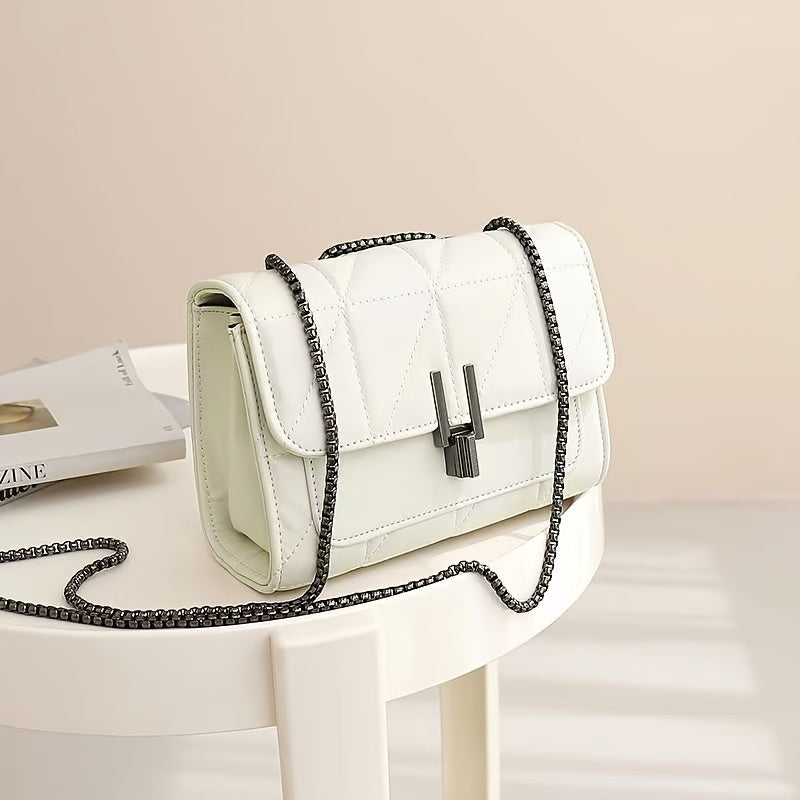 Elegant Black Chain Shoulder Bag – Faux Leather Luxury Style