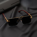 Men’s Semi-Rimless Wood Grain Glasses – Elegant & Lightweight