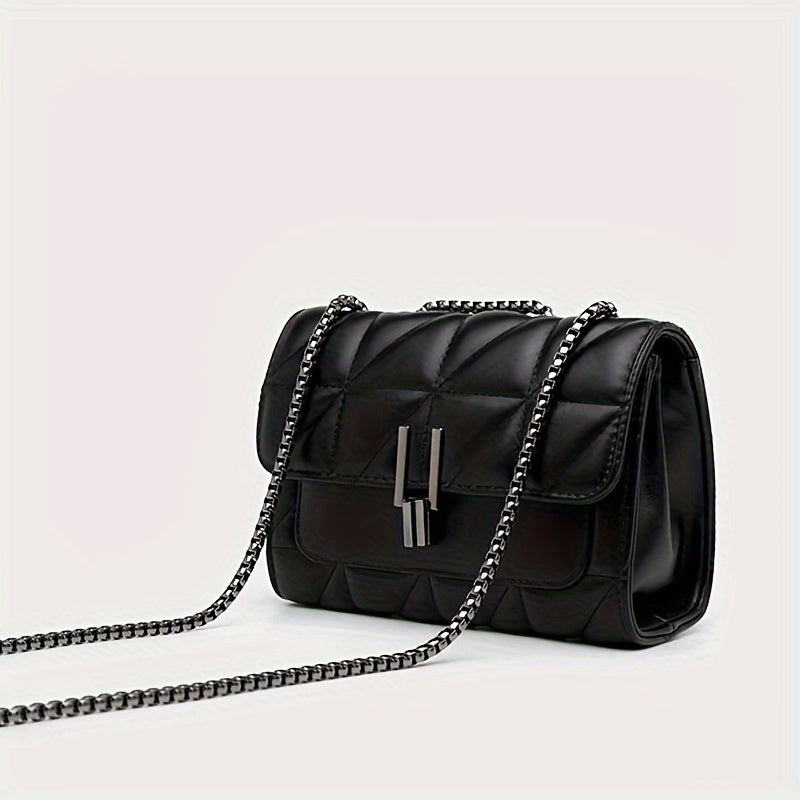 Elegant Black Chain Shoulder Bag – Faux Leather Luxury Style