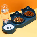 3-in-1 Tilted Pet Bowls – Food & Water Set with Neck Protection Design