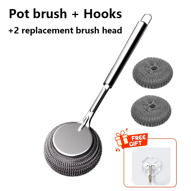 Steel Wool Pot Brush – Kitchen Cleaning & Dish Scrubber