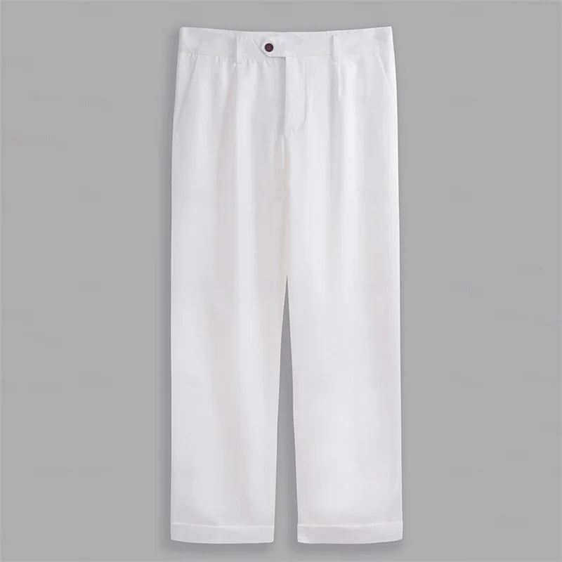 Men’s Formal Trousers – Hemmed Bottoms, Solid Color