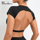 Hearuisavy Women’s Sports Crop Top – Breathable & Backless Design ✅
