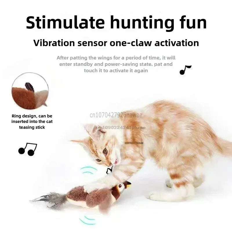 Interactive Electric Bird Toy – Flapping Wings & Catnip for Cats ✅