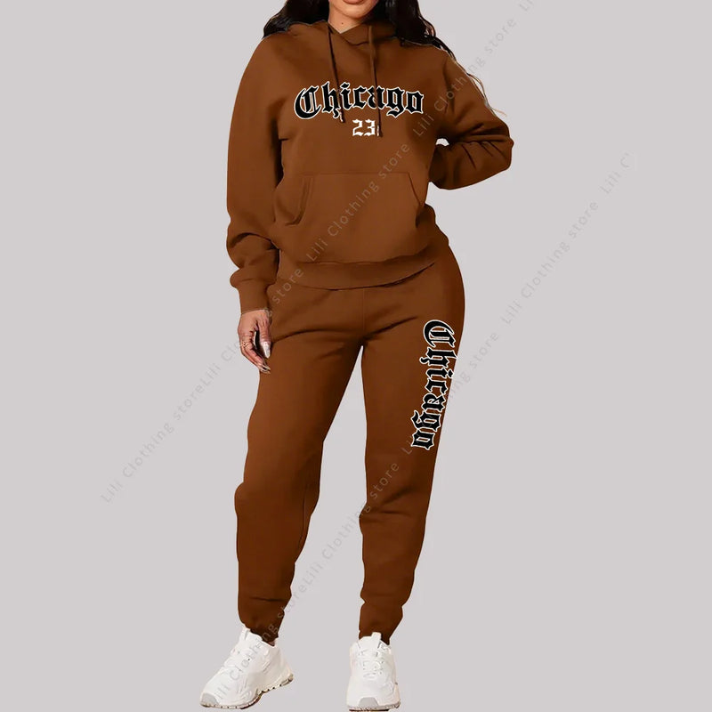 Women’s Chicago Tracksuit – 2-Piece Hoodie & Pants Set