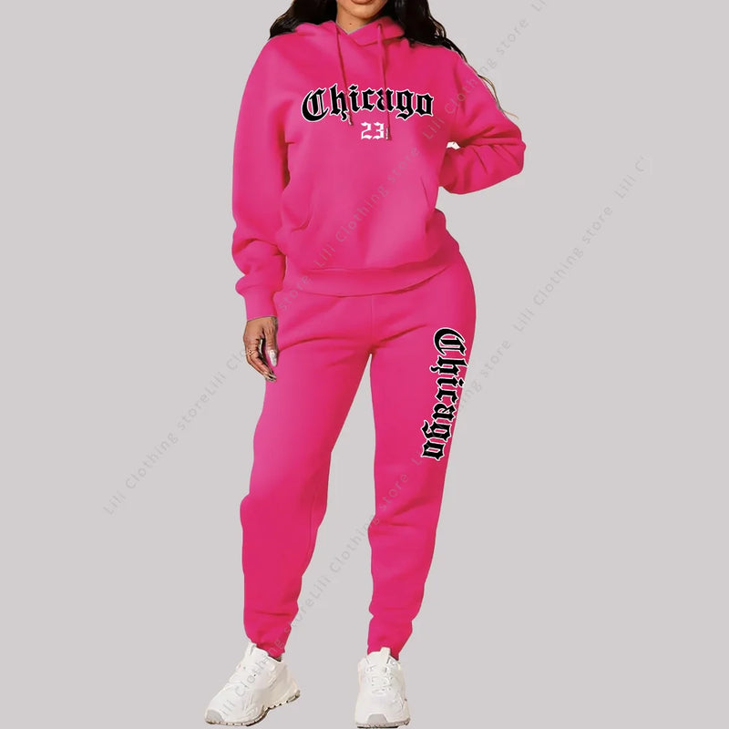 Women’s Chicago Tracksuit – 2-Piece Hoodie & Pants Set