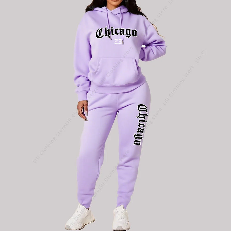 Women’s Chicago Tracksuit – 2-Piece Hoodie & Pants Set