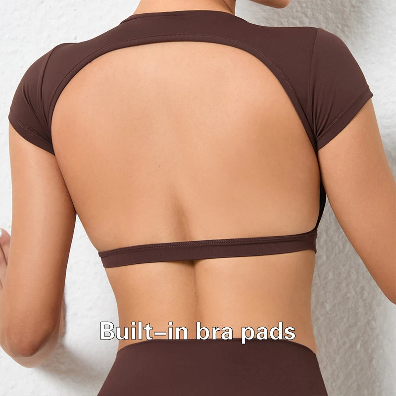 Hearuisavy Women’s Sports Crop Top – Breathable & Backless Design ✅
