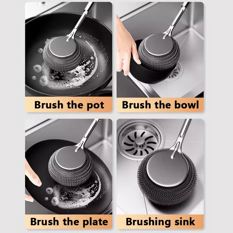 Steel Wool Pot Brush – Kitchen Cleaning & Dish Scrubber