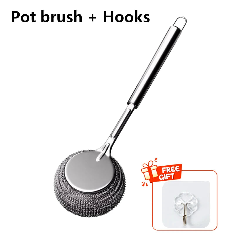 Steel Wool Pot Brush – Kitchen Cleaning & Dish Scrubber