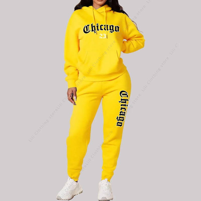 Women’s Chicago Tracksuit – 2-Piece Hoodie & Pants Set