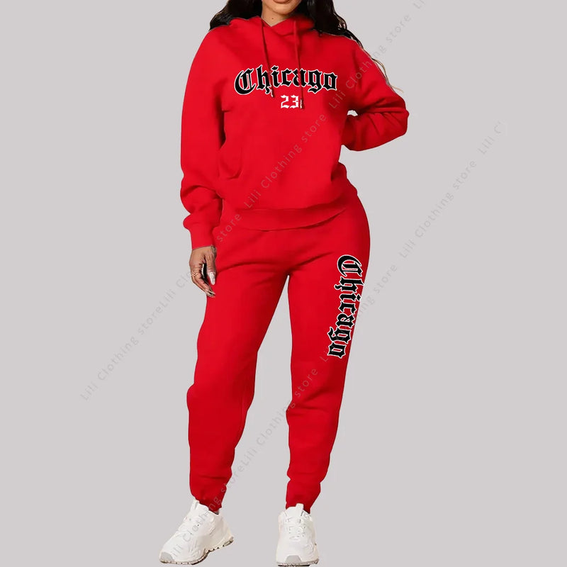 Women’s Chicago Tracksuit – 2-Piece Hoodie & Pants Set