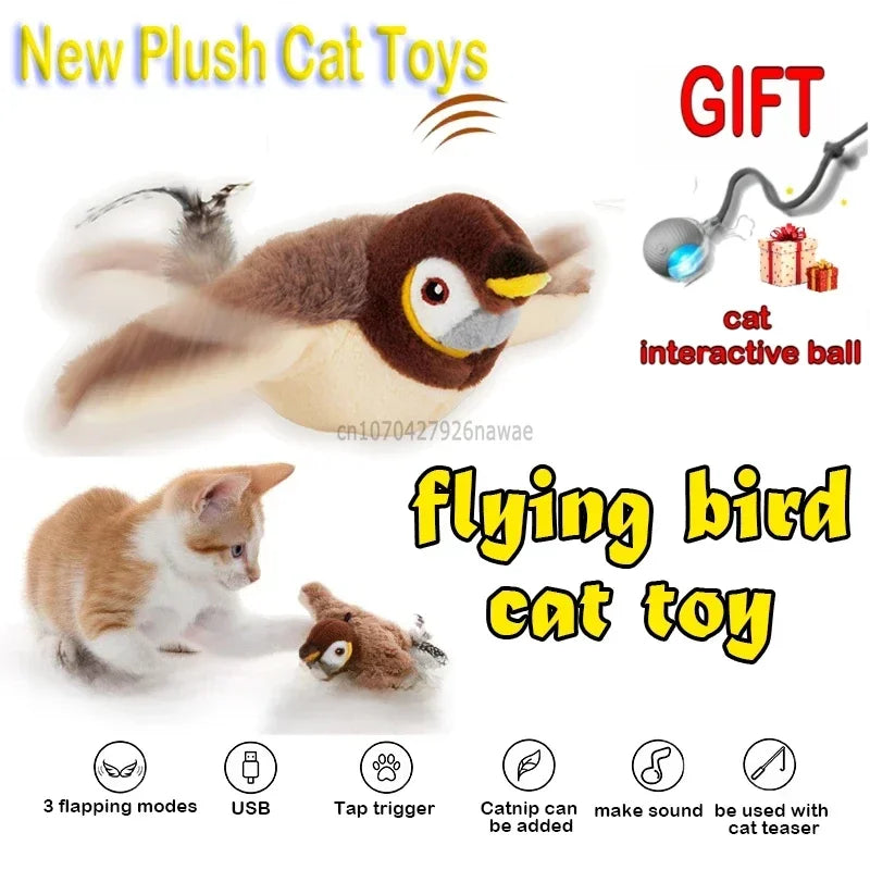 Interactive Electric Bird Toy – Flapping Wings & Catnip for Cats ✅