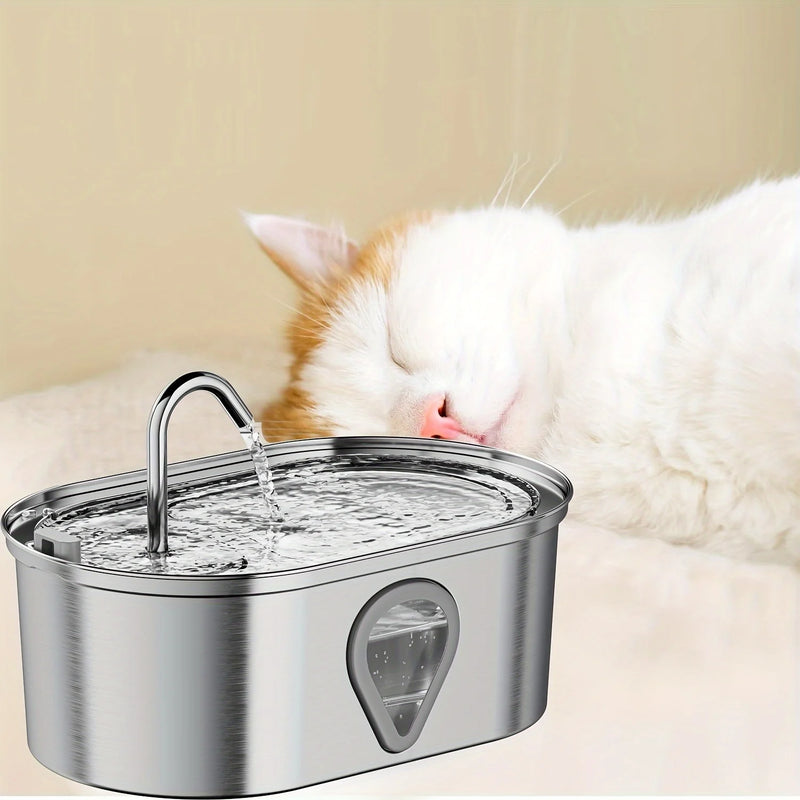 Automatic Cat Water Fountain – 3.5L Stainless Steel with LED