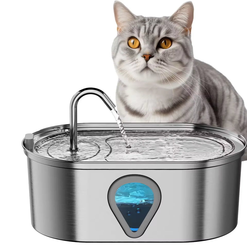 Automatic Cat Water Fountain – 3.5L Stainless Steel with LED