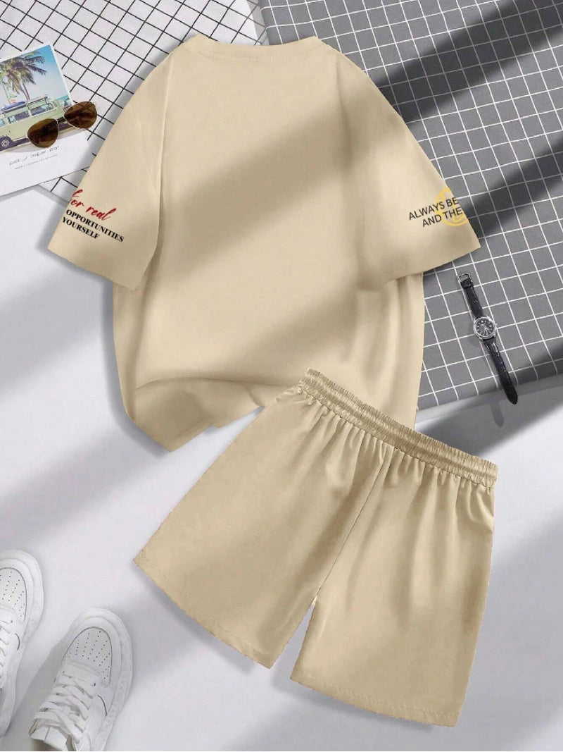 Men’s Fashion Summer 2-Piece – Personalized Print Tee & Shorts