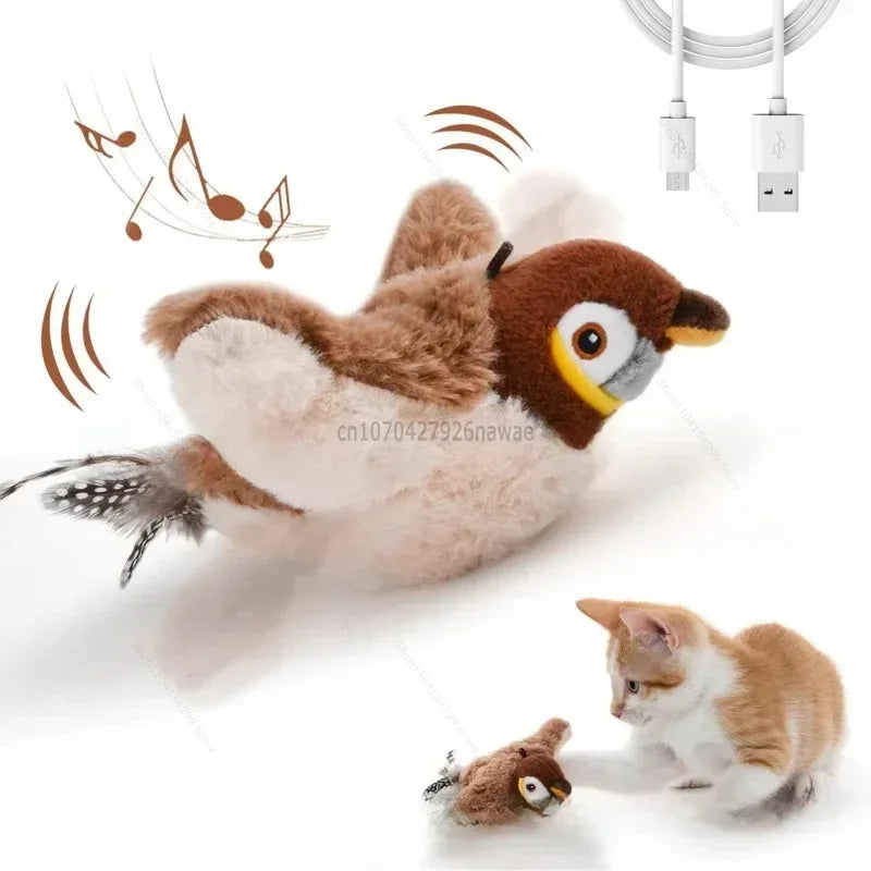 Interactive Electric Bird Toy – Flapping Wings & Catnip for Cats ✅