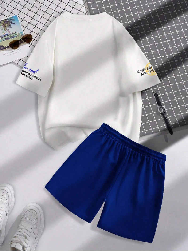 Men’s Fashion Summer 2-Piece – Personalized Print Tee & Shorts