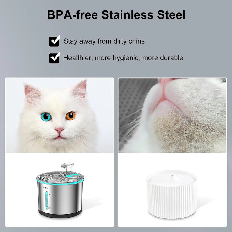 1.5L Stainless Steel Pet Fountain – Quiet, Safe & Easy to Clean