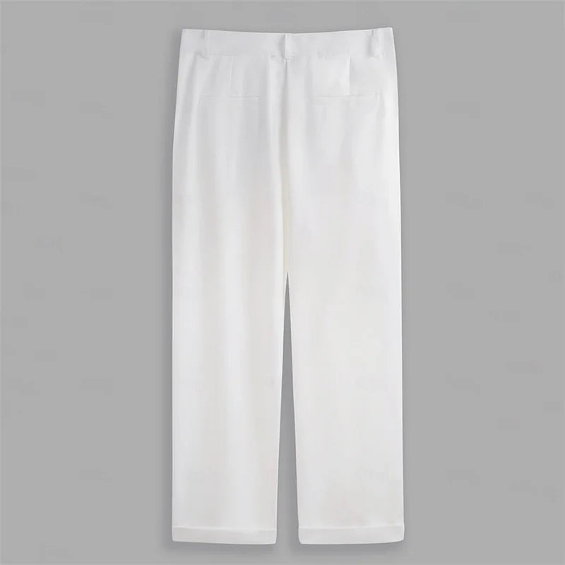 Men’s Formal Trousers – Hemmed Bottoms, Solid Color