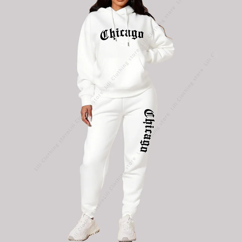 Women’s Chicago Tracksuit – 2-Piece Hoodie & Pants Set