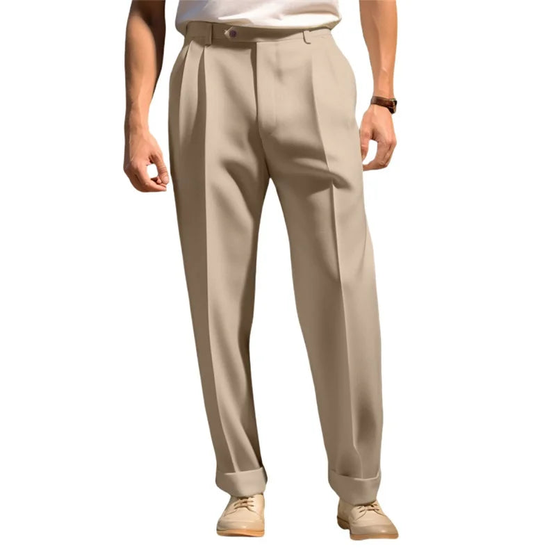 Men’s Formal Trousers – Hemmed Bottoms, Solid Color