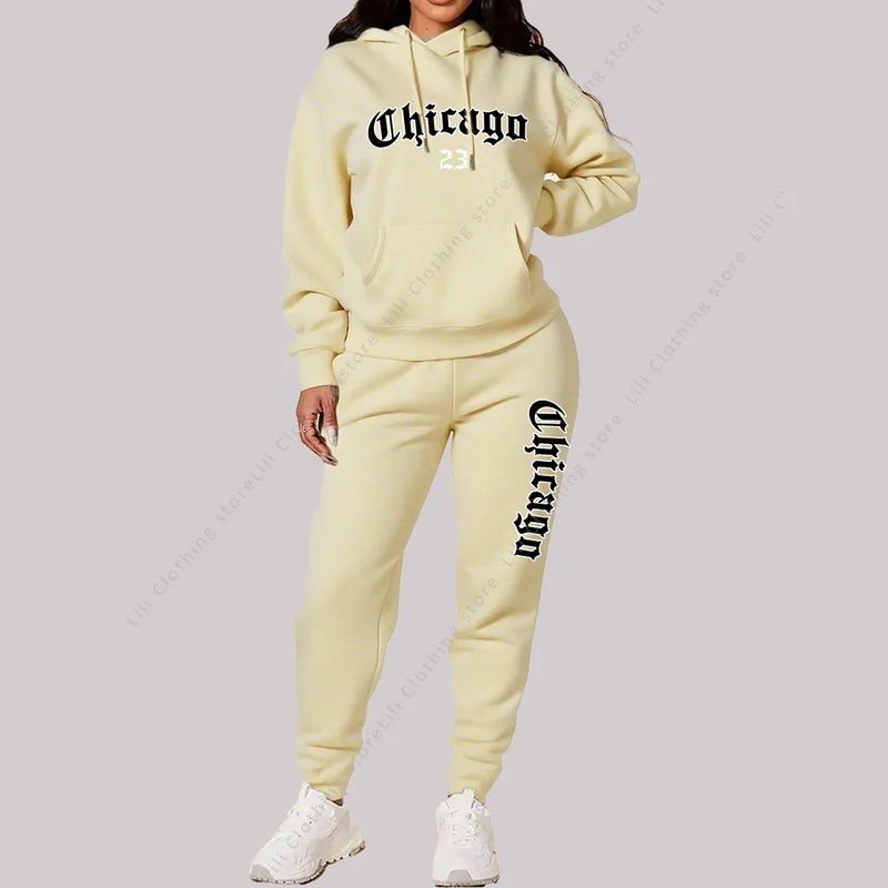 Women’s Chicago Tracksuit – 2-Piece Hoodie & Pants Set