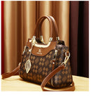 Elegant Women’s Handbag – Brown & Black with Gold Details