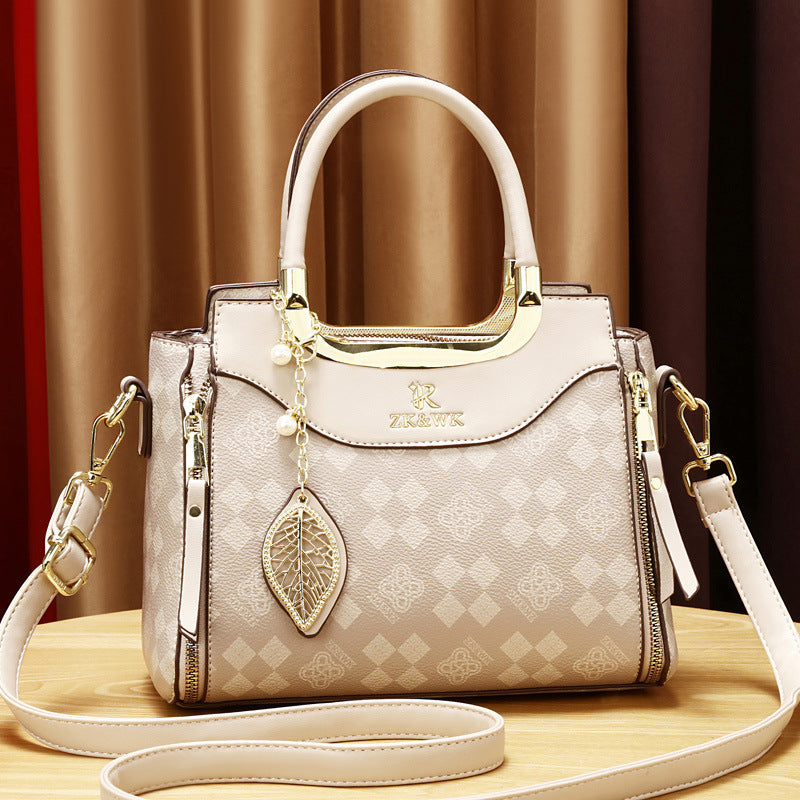 Elegant Women’s Handbag – Brown & Black with Gold Details