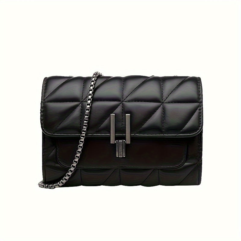 Elegant Black Chain Shoulder Bag – Faux Leather Luxury Style